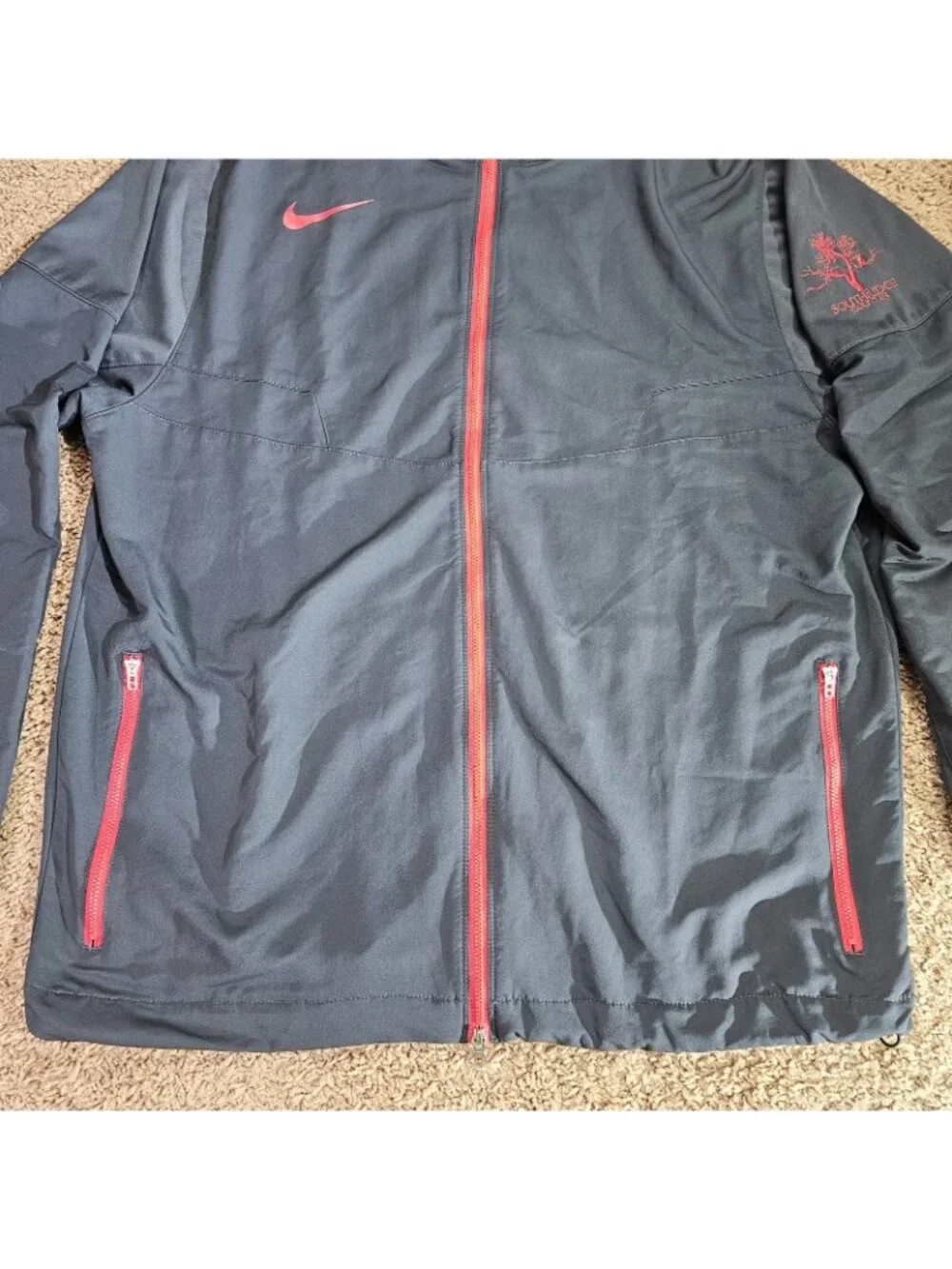 Nike Golf Jacket Mens L Gray Full Zip South Ridge Golf Club Embroidery Pocket - Picture 8 of 12